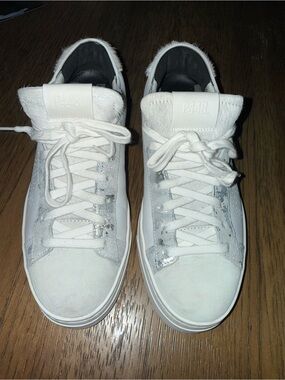 P448 White Women's Low-Top Sneakers with Silver Accents